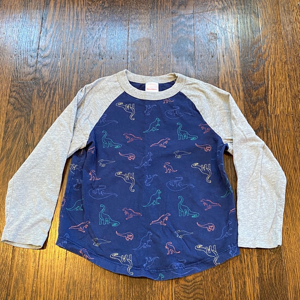 Hanna Andersson Navy and Gray Dinosaur Shirt